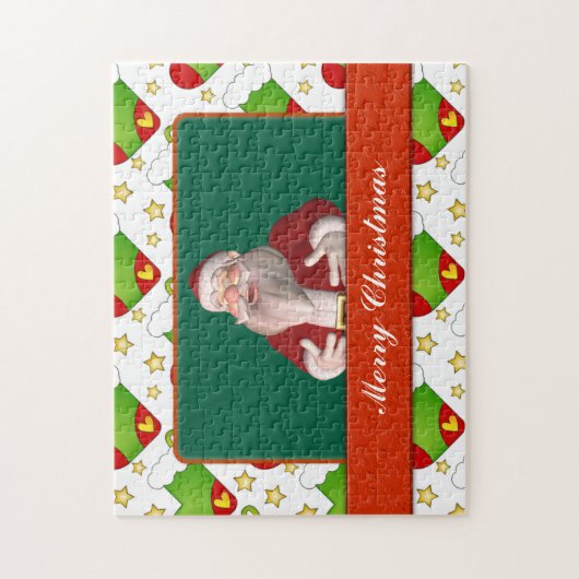 Weihnachtskarte mit Strümpfen und Sternen Puzzle (Vertikal)