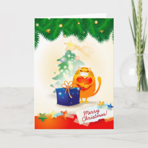 Weihnachtskarte mit süßem Kätzchen Feiertagskarte