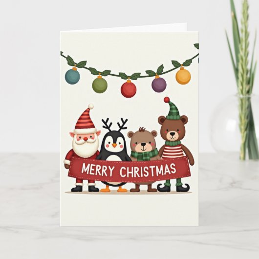 Weihnachtskarte mit tierischen Freunden Karte (Vorderseite)