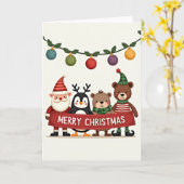 Weihnachtskarte mit tierischen Freunden Karte (Gelbe Blume)