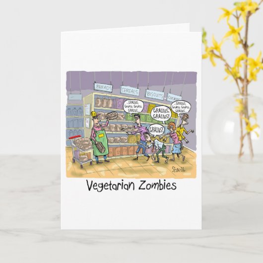 Weihnachtskarte mit - Vegetarische Zombies Karte (Gelbe Blume)