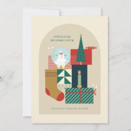 Weihnachtskarte Mit Verschiedenen Gegenst eanden Feiertagskarte