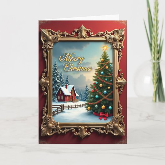 Weihnachtskarte mit verziertem Baum Karte (Vorderseite)