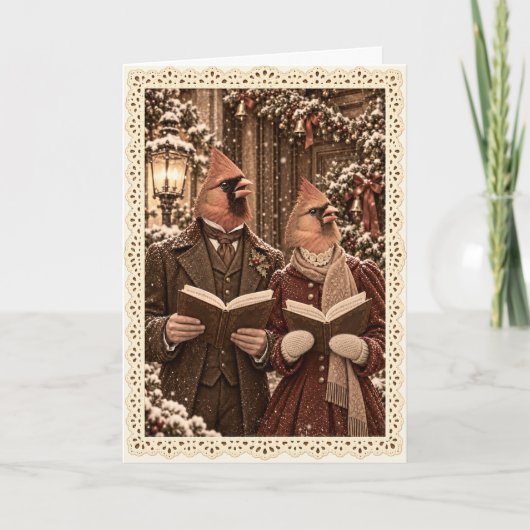 Weihnachtskarte mit viktorianischen Kardinalstern- Karte (Vorderseite)