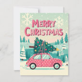 Weihnachtskarte mit Vintage-Auto Feiertagskarte (Vorderseite)