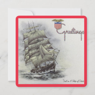 Weihnachtskarte mit Vintage-Segelschiff Feiertagskarte