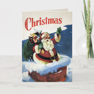 Weihnachtskarte mit Vintage-Weihnachtsmann Feiertagskarte