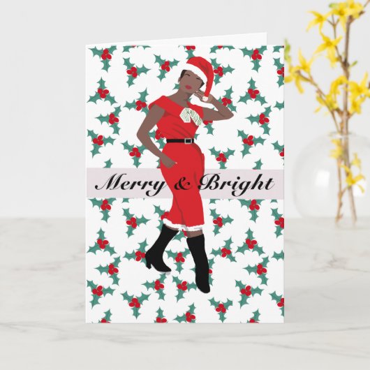 Weihnachtskarte mit Vintager schwarzer Frau Karte (Gelbe Blume)