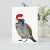 Weihnachtskarte mit Vogel mit Santa-Hut Dankeskarte (Stehend Vorderseite)
