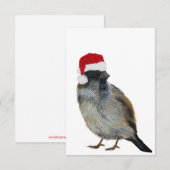 Weihnachtskarte mit Vogel mit Santa-Hut Dankeskarte (Vorne/Hinten)