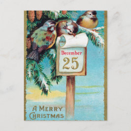 Weihnachtskarte mit Vögeln im Vintage-Stil Feiertagspostkarte