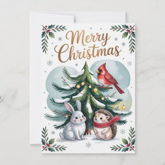 Weihnachtskarte mit Waldbaum Feiertagskarte (Vorderseite)