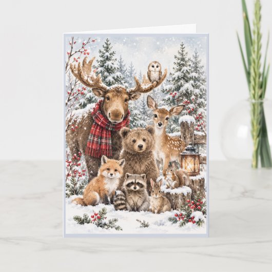 Weihnachtskarte mit Waldtieren Karte (Vorderseite)