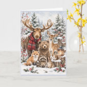 Weihnachtskarte mit Waldtieren Karte (Gelbe Blume)