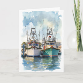 Weihnachtskarte mit Wasserfarben-Motiv 'Hafen der Karte