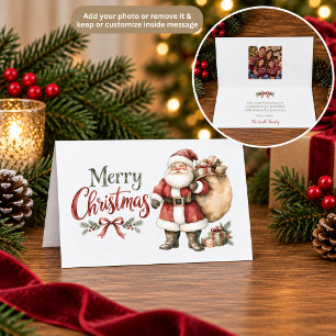 Weihnachtskarte mit Wasserfarben-Santa Claus und G Dankeskarte