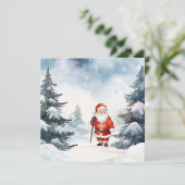Weihnachtskarte mit Wasserfarben-Santa Feiertagskarte (Stehend Vorderseite)