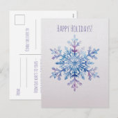 Weihnachtskarte mit Wasserfarben-Schneeflocke zur  Feiertagspostkarte (Vorne/Hinten)