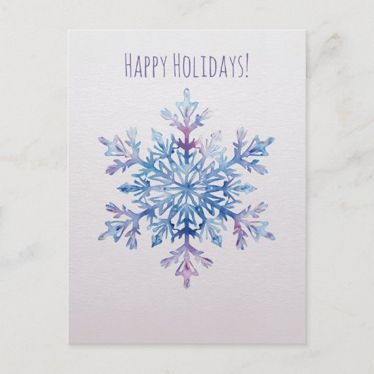 Weihnachtskarte mit Wasserfarben-Schneeflocke zur  Feiertagspostkarte (Vorderseite)