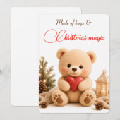Weihnachtskarte mit weichem Teddybär Einladung (Vorne/Hinten)