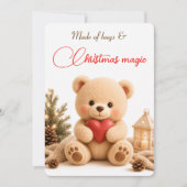 Weihnachtskarte mit weichem Teddybär Einladung (Vorderseite)