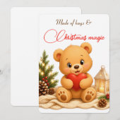 Weihnachtskarte mit weichem Teddybär Einladung (Vorne/Hinten)