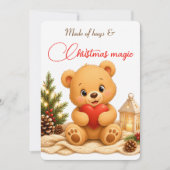 Weihnachtskarte mit weichem Teddybär Einladung (Vorderseite)