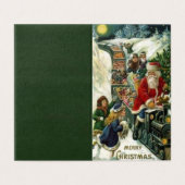 Weihnachtskarte mit Weihnachtsmann auf einem Spiel (Außenseite Aufgefaltet)