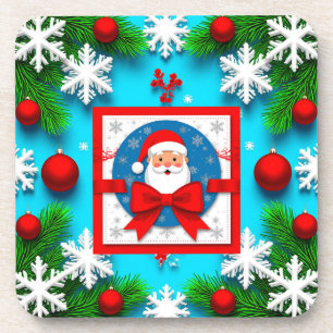 Weihnachtskarte mit Weihnachtsmann-Motiv Getränkeuntersetzer