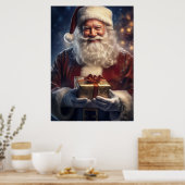 Weihnachtskarte mit Weihnachtsmann Poster (Küche)