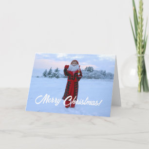 Weihnachtskarte mit Weihnachtsmann und Huhn! Dankeskarte