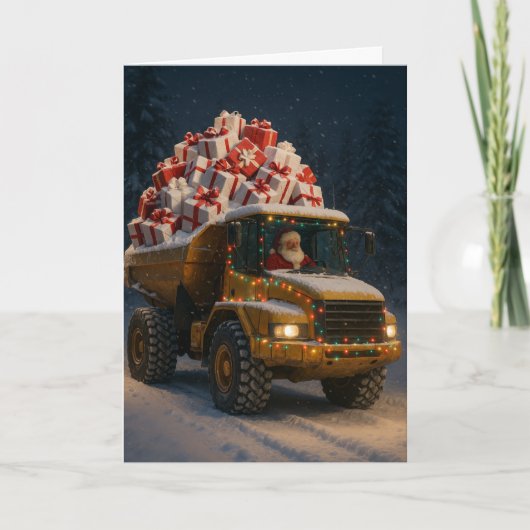 Weihnachtskarte mit Weihnachtsmann und Kipper voll Karte (Vorderseite)