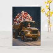 Weihnachtskarte mit Weihnachtsmann und Kipper voll Karte (Gelbe Blume)