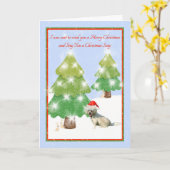 Weihnachtskarte mit weißem Hund Karte (Gelbe Blume)