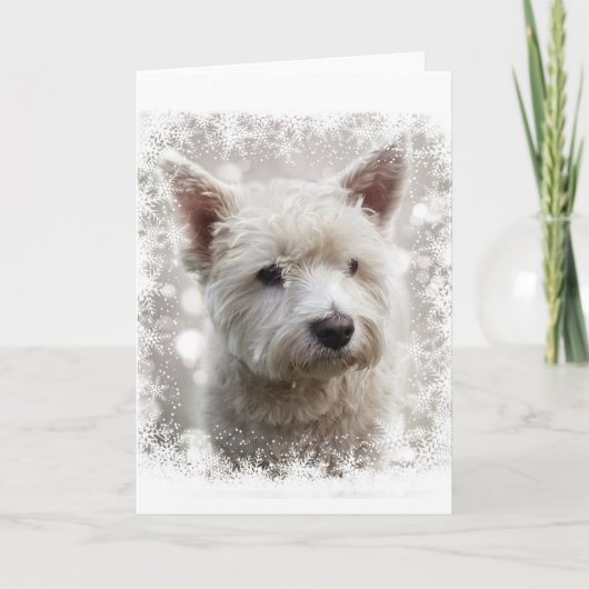 Weihnachtskarte mit Westie Feiertagskarte (Vorderseite)