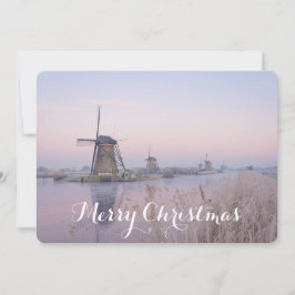 Weihnachtskarte mit Windmühlen im Winter Feiertagskarte