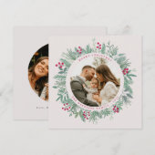 Weihnachtskarte mit Wintergrün und Foto Feiertagskarte (Vorne/Hinten)