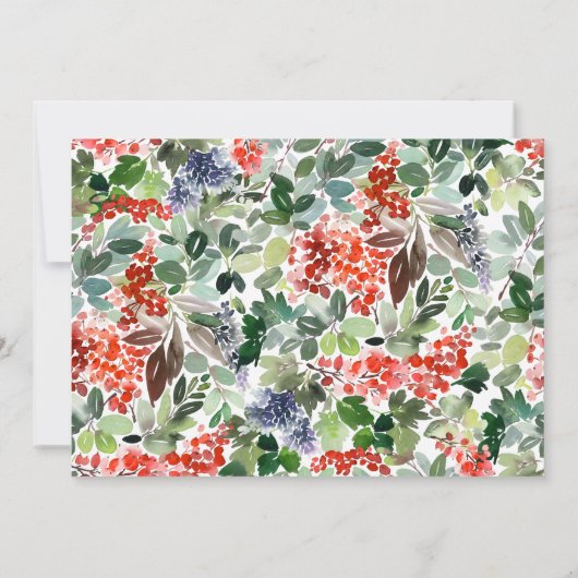 Weihnachtskarte mit Wintergrün und roten Beeren Mitteilungskarte (Rückseite)