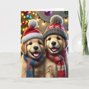Weihnachtskarte mit zwei Hunden Feiertagskarte
