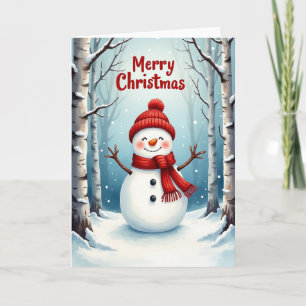 Weihnachtskarte mit zwinkerndem Schneemann Karte