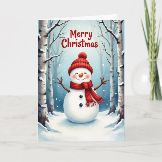 Weihnachtskarte mit zwinkerndem Schneemann Karte (Vorderseite)