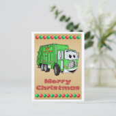 Weihnachtskarte Müllwagen Cartoon Feiertagspostkarte (Stehend Vorderseite)
