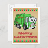 Weihnachtskarte Müllwagen Cartoon Feiertagspostkarte (Vorne/Hinten)