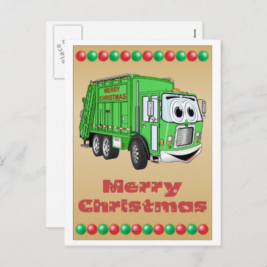 Weihnachtskarte Müllwagen Cartoon Feiertagspostkarte (Vorne/Hinten)