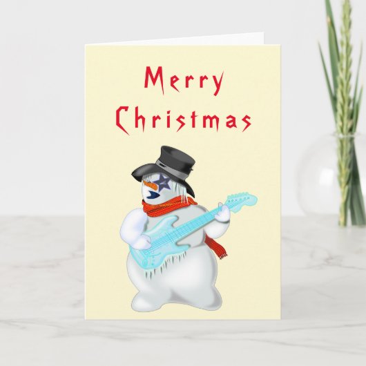 Weihnachtskarte Musical Snowman mit Cuitar Karte (Vorderseite)