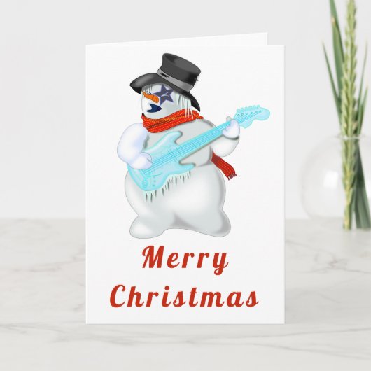 Weihnachtskarte Musical Snowman mit Gitarre Karte (Vorderseite)
