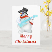Weihnachtskarte Musical Snowman mit Gitarre Karte (Gelbe Blume)
