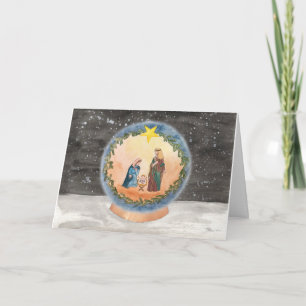 Weihnachtskarte Nativity Snow Globe Feiertagskarte