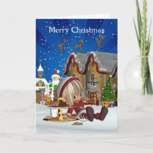 Weihnachtskarte - Niedliches Elf- und Feriendorf Feiertagskarte