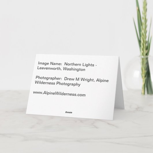 Weihnachtskarte: 'Nordlichter Feiertagskarte (Rückseite)